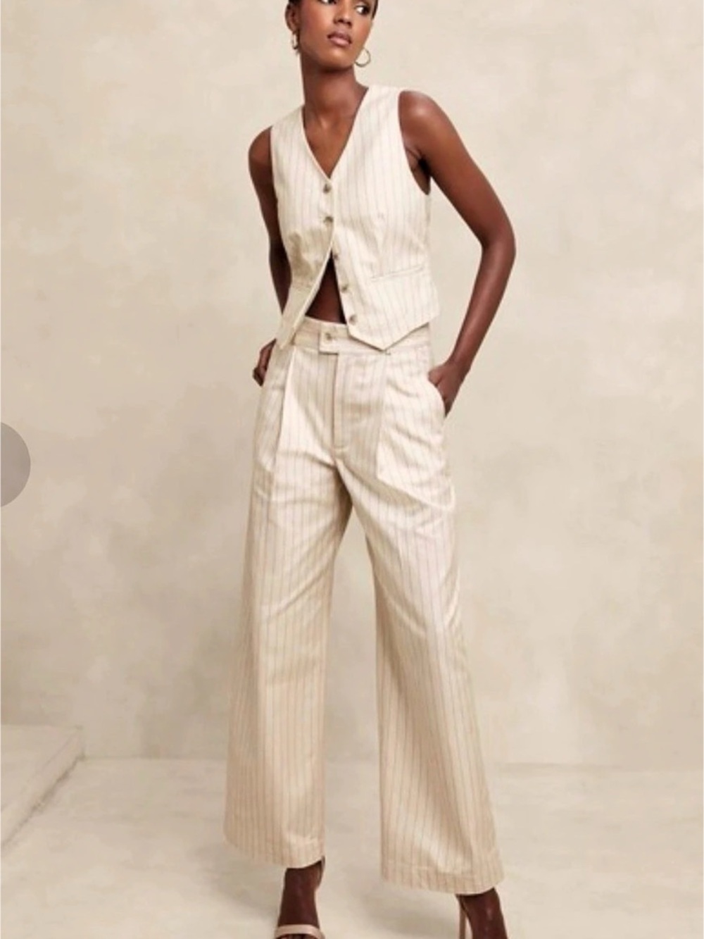 Free People Pinstripe Wide Leg Pants Size Small Like New